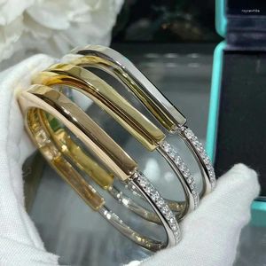 Bracelet de haute qualité couleur argent et or demi-Zircon serrure Bracelet pour femme bijoux de mode (DJ2440)