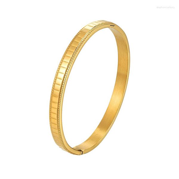 Bracelet de haute qualité, Design Unique, bord pressé, en acier inoxydable, géométrique, pour dames, amour, bijoux à la mode, cadeau, vente en gros