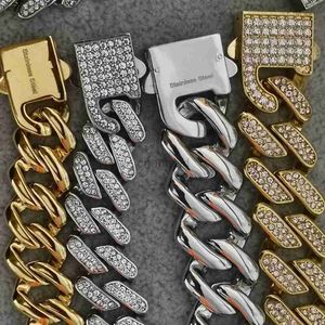 Bangle Hip Hop Bling Iced Out RVS Cubaanse Miami Link Chain Armbanden Voor Mannen Rock Sieraden Goud Zilver Gekleurd Geschenk 240319
