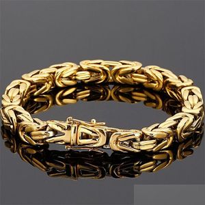 Brazalete Hiphop Pulseras de cadena para hombres Nunca se desvanecen Color dorado Pulsera de acero inoxidable Muñeca masculina 866 Joyería clásica para hombre al por mayor DHQP6