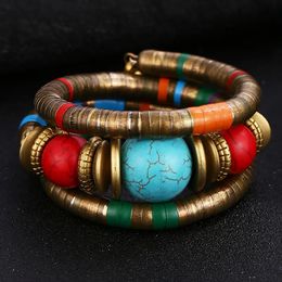 Bangle HOCOLE Mode Natuursteen Kleurrijke Snake Bangle Armbanden Voor Vrouwen Vintage Multilayer Metalen Armband Sieraden Indian 231005
