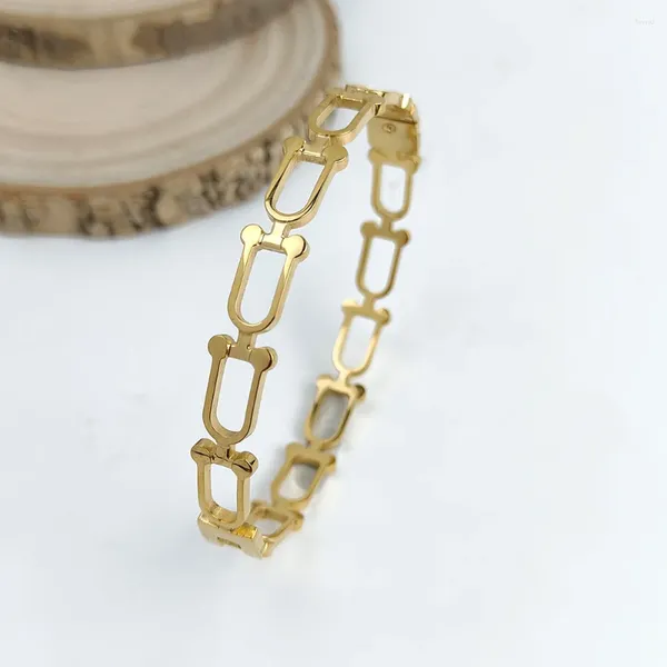 Bracelet bracelets creux bijoux en acier inoxydable Bracelet en métal de haute qualité pour femmes hommes mode Couple cadeaux Pulseras Mujer
