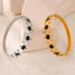 Bangle Hollow zeshoekige roestvrijstalen armbandbakkers voor vrouwen trend 2024 in dameshandarmbanden luxe vrouw sieraden
