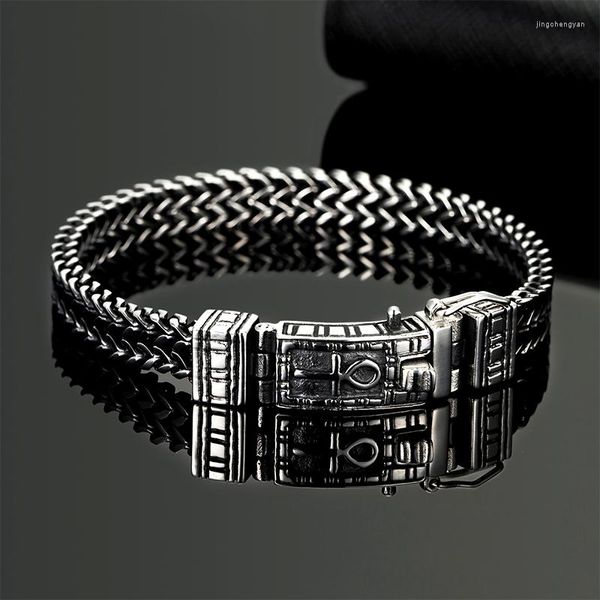 Bracelet Horus Bijoux Hip-hop européens et américains Bracelet à double rangée pour hommes Personnalité Punk Titanium Steel Trend Accessoires