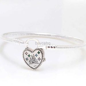 Bangle Hot Castle Bracelets for Women 925 Silver Heart Snake Chain Fit Original Jewelry Charms Loved Anniversary Gifts Diy 240411