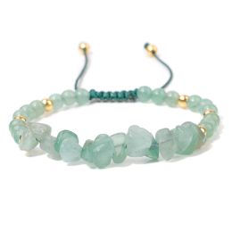 Bangle Bracelets de gravier verts irréguliers Hot Irrégules Bracelets de gravier Amethystes en pierre naturelle Bracelets Femmes Bracelets tressés Rope Adjuted Gift