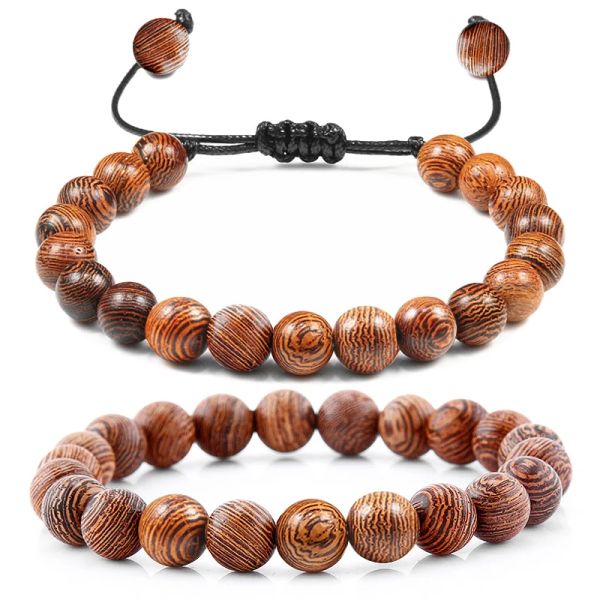 Bracelet Hot Vente Hommes Bracelets en bois naturel Bracelets guérison Bouddha Cross Chowl HELMET 7 Chakras Braceletsbangles Femme Bijoux de yoga