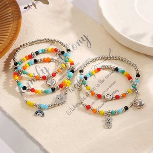 Brangle Hot Selling Rainbow Beads Womens Bohemian Hot Bear Handmade Students Q240522