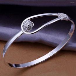 Bracelet HSZSHOP usine directe spéciale cadeau de saint valentin couleur argent bijoux mode femmes fleur Bracelets mariage B179