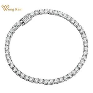 Bangle Huang Yu 925 Pure Silver Laboratory Sapphire Sapphir High Carbon Diamond Wedding Tennis Bracelet Exquis Bijoux en gros Q240506