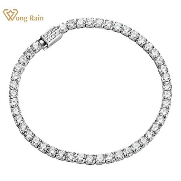 Brazalete Huang Yu 925 Pure Silver Laboratory Sapphire High Carbon Diamond Wedding Wedding Tennis Joya Exquisite Wholesale Q240506