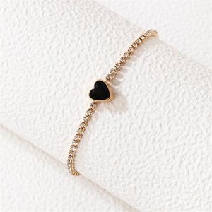 Brazalete Huatang estilo coreano cristal amor corazón para mujer moda color oro aleación ajustable pulseras de metal joyería de fiesta 210592507