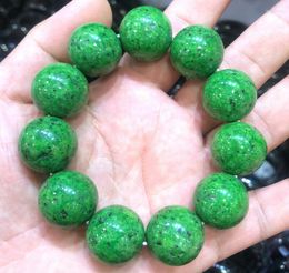 Bangle enorm mooie natuurlijke 19-20 mm groene jade edelsteen ronde kralen armband 7.8 ''