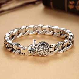 Bangle HX Nouveau design Lucky Jinbao Paixiu Domineering Mens Handmade Silver Retro Trend Fashion Jewelry Accessoires Q240506