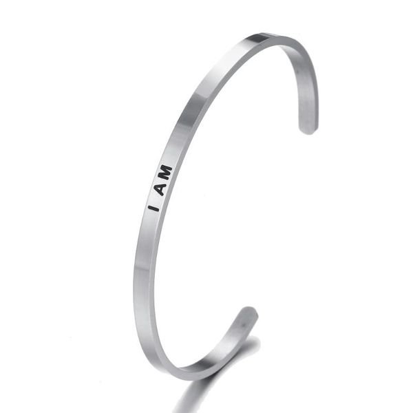 Brazalete soy plateado acero inoxidable inspirador positivo cita positiva mantra pulsera brazaletes para mujeres regalos