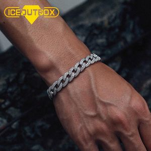 Bangle Iced Out Trendy Cubaanse ketting Herenarmband vol kristal voor dames Man Miami Link Bangle Dubbele rij kristal Hiphop Rock sieraden