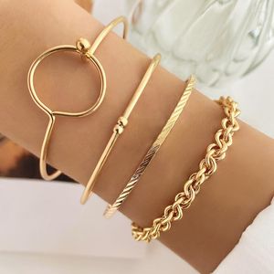 Bracelet IFKM 4 pièces/ensembles bohème Bracelets pour femme joli évider géométrie réglable bijoux couleur or accessoires cadeau