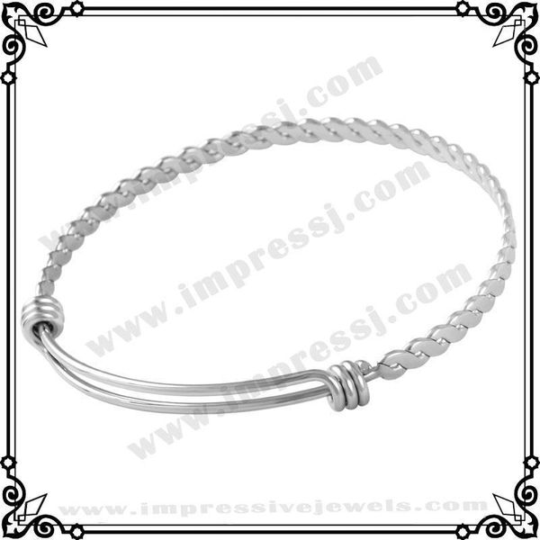 Brazalete IJB0273 Venta al por mayor / al por menor Acero inoxidable Golden Twisted Expandible para mujeres Moda Brazalete de alambre ajustable1