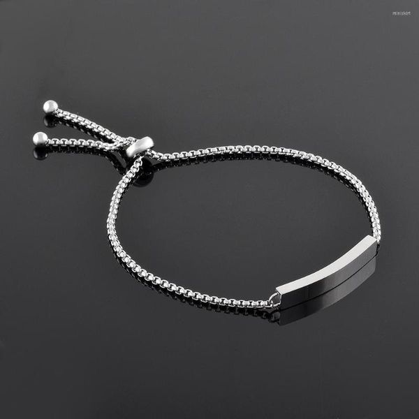 Bracelet IJB5090 Bracelet blanc en acier inoxydable 316L Bracelets de chaîne Rolo réglables pour femmes hommes