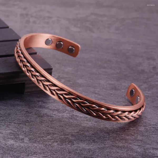 Brazalete Ikuinen Pulseras de cobre trenzado Trenza Salud Energía Brazalete ajustable Anthritis Alivio del dolor Joyería para hombres Mujeres