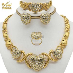 Bangle Indiase Bruid Hart Xoxo Sieradensets Vergulde Ketting Ringen Armband Oorbel Set Voor Vrouwen Dubai Bruiloft Sieraden Trendy 240319