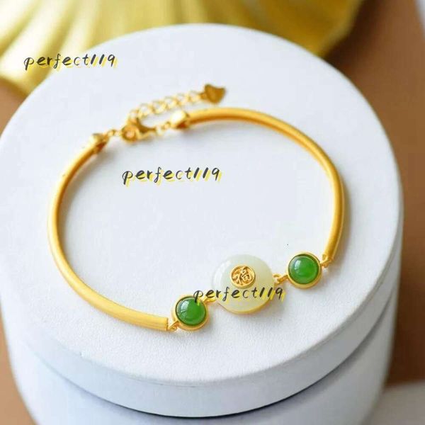 Bracelet incrusté naturel d'un bracelet de gourde de calcédoine style chinois rétro bracelet bijoux unique antique or artisanat charme femmes marque bijoux magasins de bracelets 2024