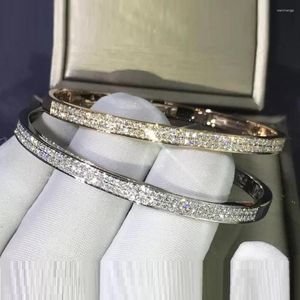 Bracelet intérieur 58MM 62MM, 2 tailles, Double rangée, zircone cubique 5A CZ, Bracelet glacé pour femmes et filles