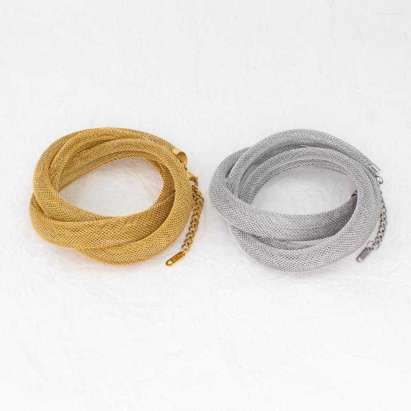 Bangle Ins Stainless Steel Mesh Bracelet Vintage Elastic Wrapped Multilayer For Women Girls Fashion Aesthetic Jewelry