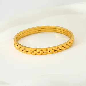 Bracelet INS Trendy 18k Plaqué Or En Acier Inoxydable Bracelet De Montre Hip Hop Bracelet Pour Femmes Boucle Étanche En Gros