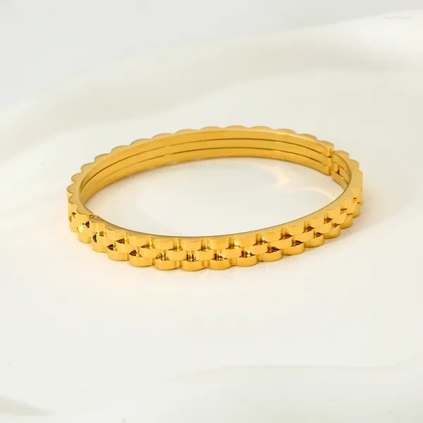 Brazalete INS Trendy 18k Chapado en oro Banda de reloj de acero inoxidable Pulsera de Hip Hop para mujer Hebilla impermeable al por mayor