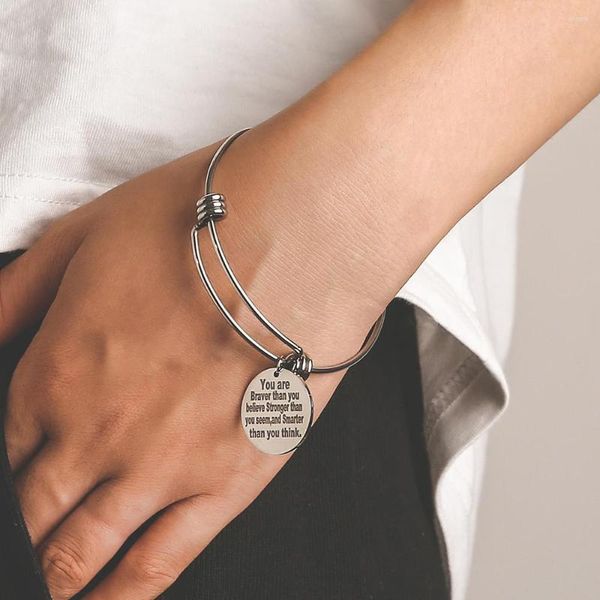 Brazalete Citas inspiradoras Tarjeta redonda Pulseras duras Ángel Corazón Árbol de la vida Muñeca tallada para mujer Regalo de Navidad Joyería