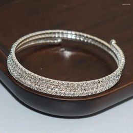 Bangle Iron Alloy Lady Crystal Open armbanden 5 Rijen Elegant Gold Silver Compated armband 3 Verstelbare Bling Rhinestone