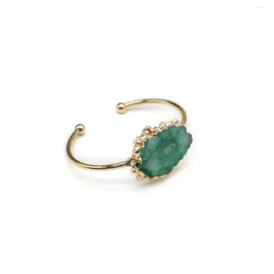 Bracelet irrégulier en Agate naturelle, pierre de Quartz, manchette ouverte, plaqué or, cristal Druzy, bijoux de guérison pour femmes