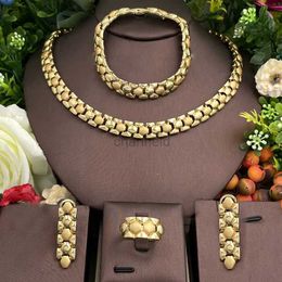 Bracelet italien couleur or ensemble de bijoux pour femmes deux couleurs collier boucle d'oreille bague cadeau de mariage cadeau ensemble de bijoux vêtements tous les jours 240319
