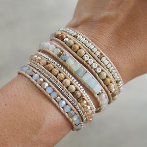 Bangle it Mix 5 Wrap Armband Boho Kralenwerk 316 Roestvrij Stalen Box Chain Unisex Armband Sieraden voor Vrouwen Mannen Drop Ship 230911