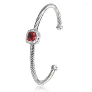 Brazalete JADE ANGEL pulsera espiral de moda para mujer Vintage damas con incrustaciones cuadradas circonita roja joyería de cobre regalo de fiesta de cumpleaños