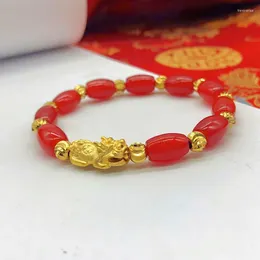 Brazalete Jade Onyx Lucky Pixiu Pulsera de transporte Cuenta ovalada Adorno de mano Área escénica Regalo de drenaje