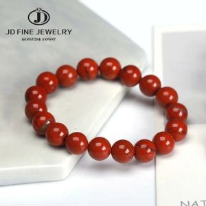 Bangle JD Natuursteen echt 5a Red Jasper Gebed Gebed Schakelbanden Women Men Men Rosan Meditatie Bracebanden Yoga sieraden Gift Pulsera