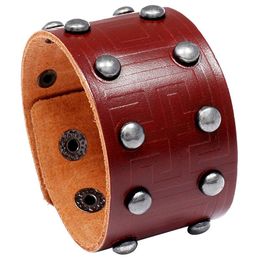 Bangle JessingsHow echte lederen armband punk brede snap knoop wrap armbanden polsband voor mannen vrouwen gotische emo rock armbandsbangle