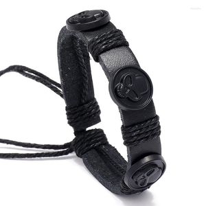 Bangle JessingsHow Style 2023 Trendy Black Leather Bracelet Men Meerlagige gevlochten touwarmbanden voor mannelijke vrouwelijke sieraden