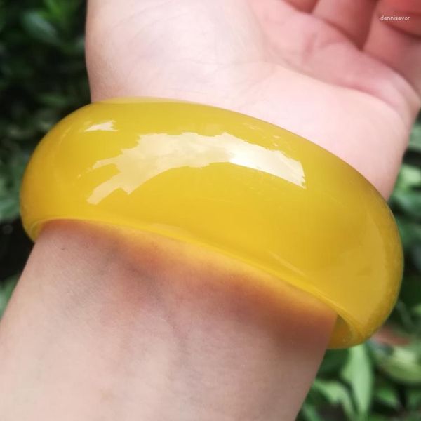 Bracelet Bijoux Véritable Brésil Naturel Genre Couleur Primaire Jaune Agate Calcédoine Élargi Bracelet Jade Accessoires Cadeau