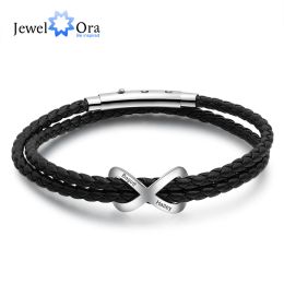 Bangle Jewelora Designer Gepersonaliseerde grave naam Infinity armbanden voor vrouwelijke mannen roestvrij staal paar armbanden nieuwjaarscadeaus