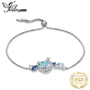 Bangle Sieraden Collectie Moon Star Echte Hemelsblauwe Topaas Gemaakt Saffier 925 Sterling Zilver Verstelbare Armband voor Vrouw 231009