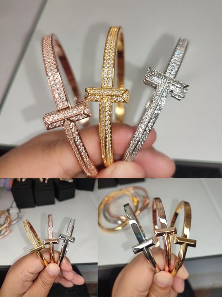 Brazalete de joyería Diseñador de joyas Tridimensional Diamante Ancho Estrecho Amor Relojes Pareja Moda Oro Fiesta Hombre liso Pulsera Anillos para hombre Conjunto de pulseras