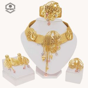 Bangle Sieraden voor vrouwen ketting set Braziliaanse vergulde 24K puur koperen ketting luxe bruiloft ketting voor vrouwen cadeau 240319