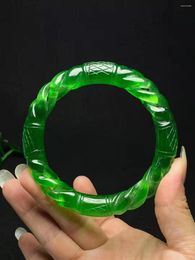 Bangle sieraden jade armband natuurlijke myanmar groene armbanden holle handgesneden Lucky Emerald