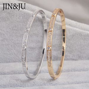 Bangle JIN JU Gold Color Charm Bracelets For Women Birthday Gift Copper Pulseras Mujer Fashion Jewelry G230210