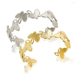 Brazalete JINHUI, pulsera de mariposa para mujer, pareja de acero inoxidable, Metal, resistente al agua, brazaletes ajustables, regalo de joyería fina para fiesta