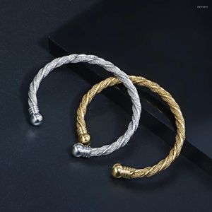 Bracelet JOVO LOVE Fil d'acier inoxydable tressé pour femmes hommes Spring Link Wrap Ouvert Bracelet à billes réglable Bijoux à la mode 2024