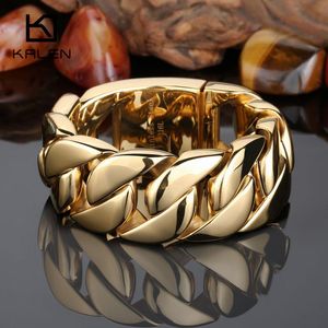 Brazalete Kalen de alta calidad de acero inoxidable 316, pulsera de oro de Italia, brazalete para hombre, pulsera de cadena de eslabones gruesos y pesados, regalos de joyería de moda